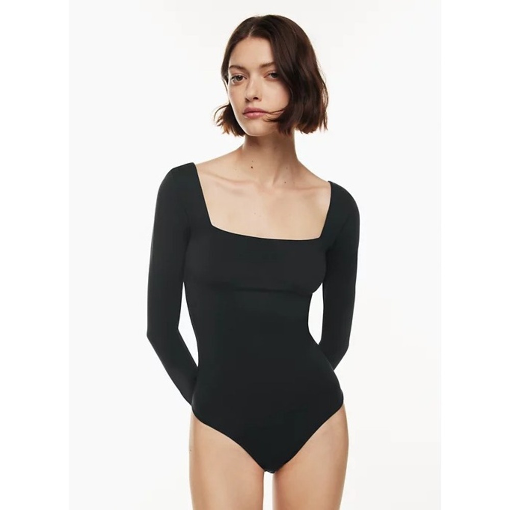 Babaton Aritzia Contour Squareneck Long Sleeve Bodysuit Thong-Cut Bottom Black S